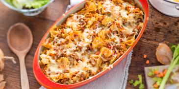 Farfalle-Auflauf à la Bolognese