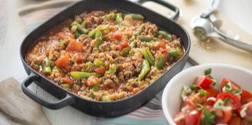 Bulgur - Pfanne mit Bohnen und Hackfleisch