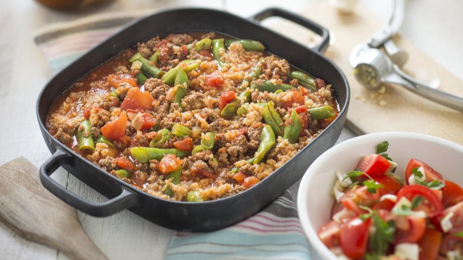 Bulgur - Pfanne mit Bohnen und Hackfleisch