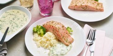Lachs mit Brokkoli, Reis und Dill-Sauce aus dem Thermomix