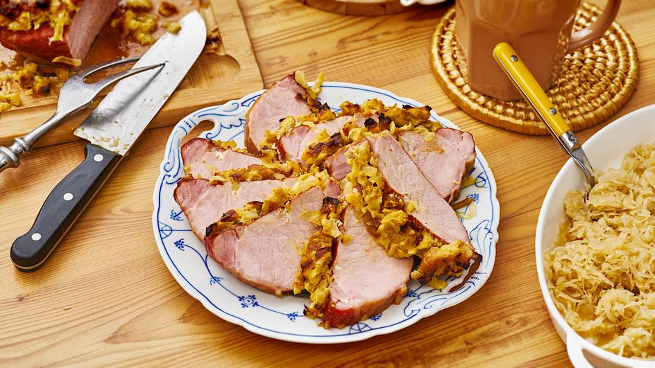 Kasseler mit Zwiebel-Senf-Kruste