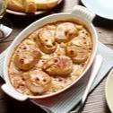 Gratinierte Schweinemedaillons mit Birnen-Pfeffer-Sauce