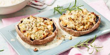 Champignons mit Apfel-Ziegenkäse-Füllung