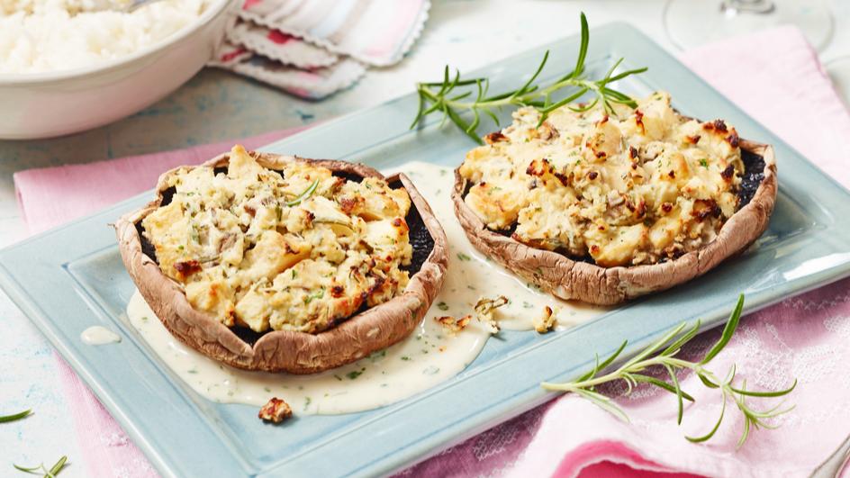 Champignons mit Apfel-Ziegenkäse-Füllung