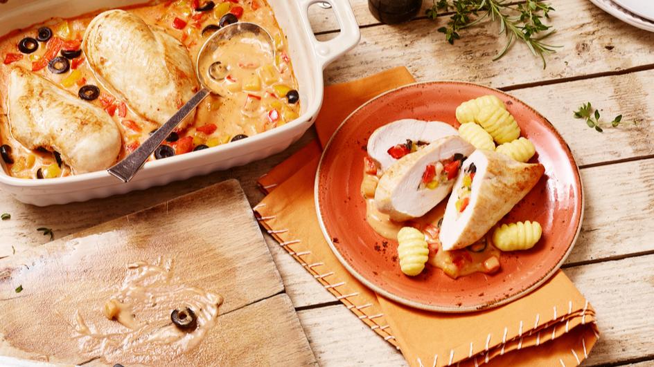 Gefüllte Hähnchenbrust mediterrane Art