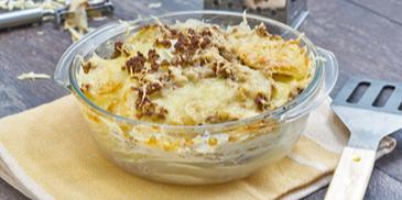Kohlrabi-Kartoffel-Gratin mit Hackfleisch