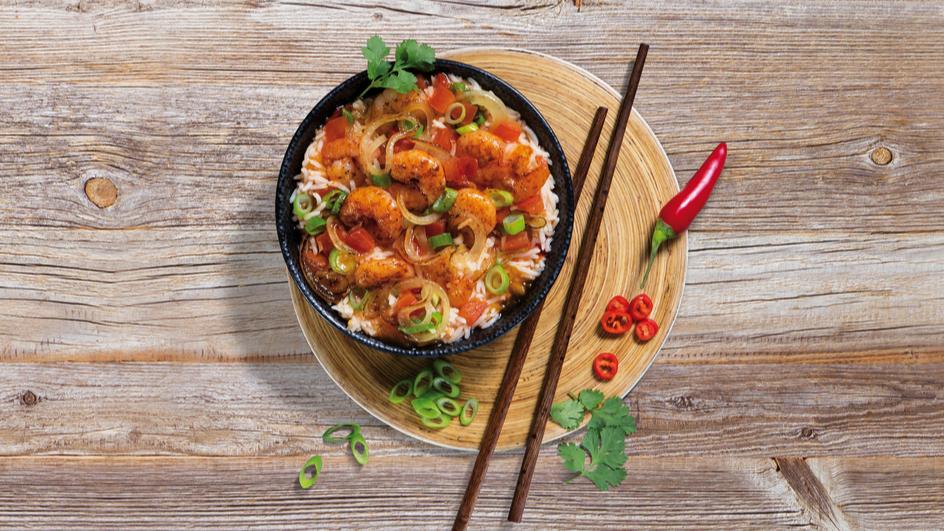 Gebratener Reis mit Garnelen