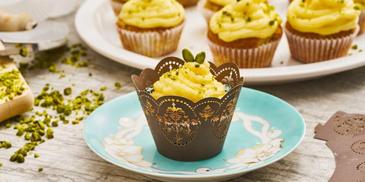 Birnen-Cupcakes mit Puddingcreme