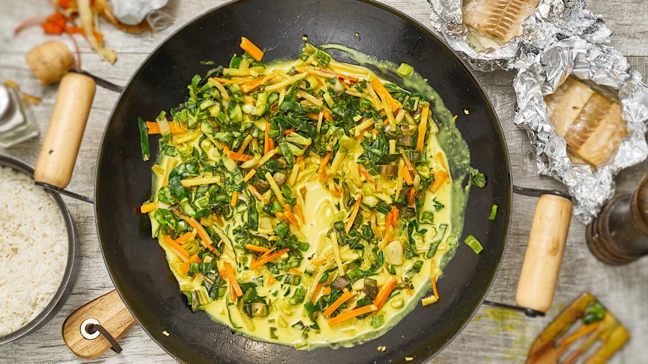Knackiges Gemüse in Kokos-Sauce