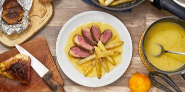 Karamellisierter Spargel mit Entenbrust
