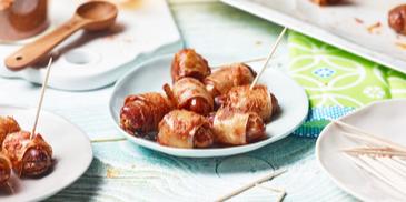 Vegane Datteln im "Speckmantel"