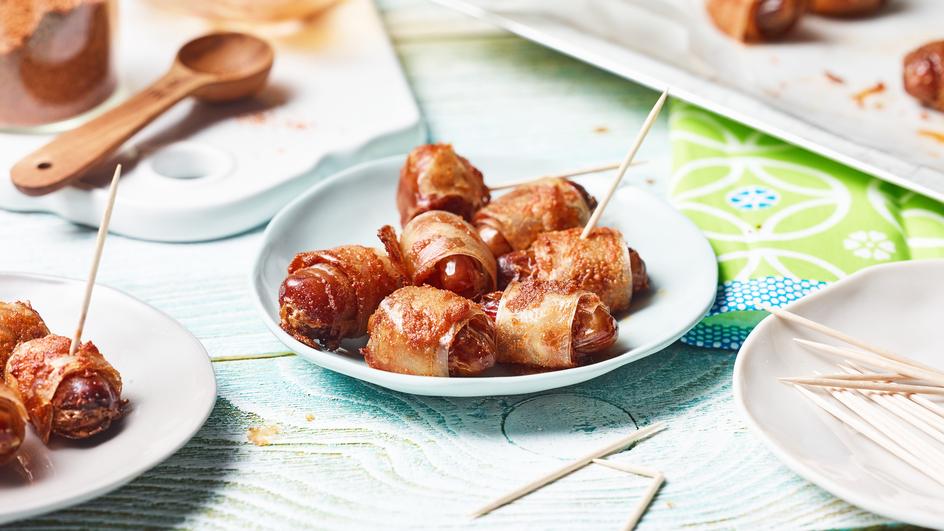 Vegane Datteln im "Speckmantel"