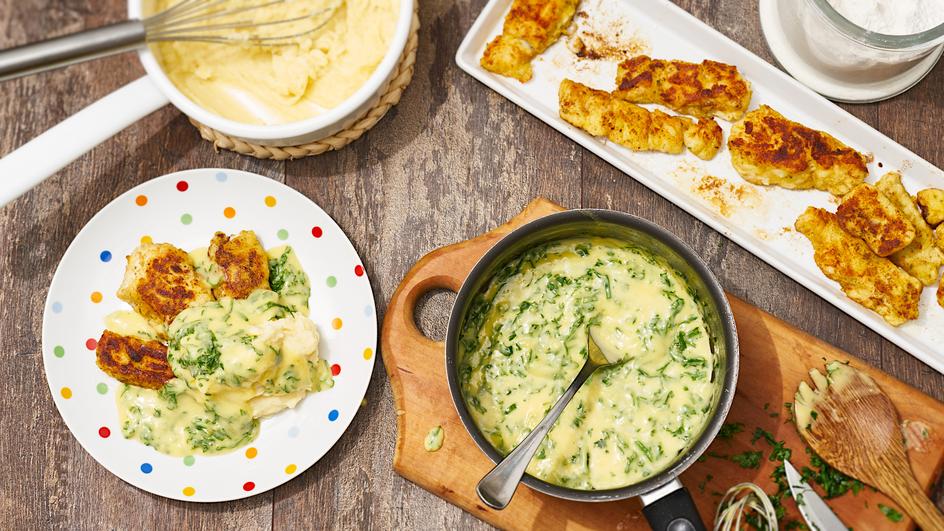 Fischstäbchen mit Soße