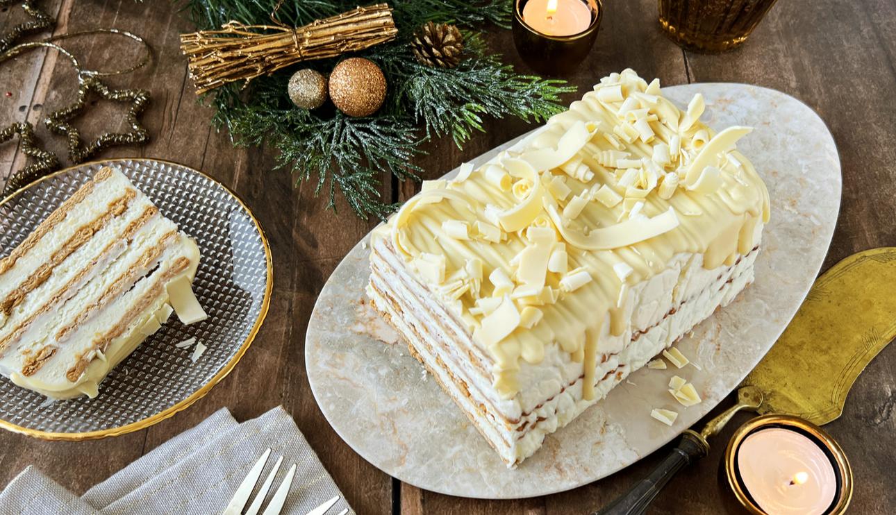 Tarta de galletas y chocolate blanco
