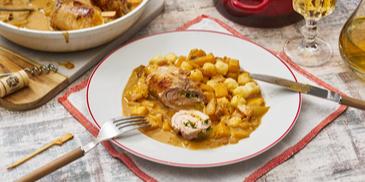 Schnitzelröllchen mit Mango und Mozzarella