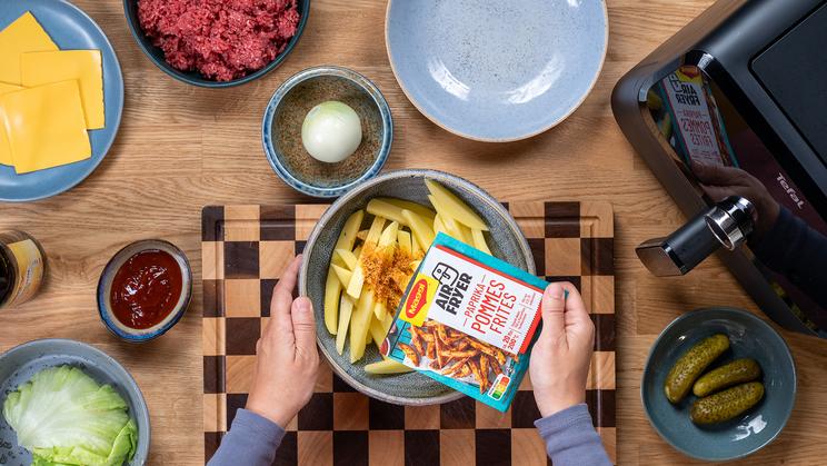 Cheeseburger Loaded Fries im Airfryer