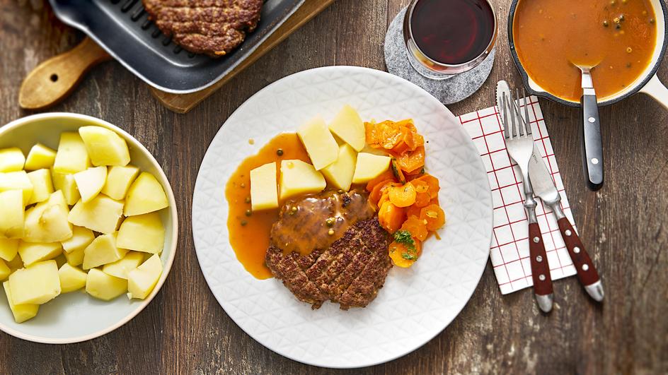 Hacksteak mit Pfeffersauce