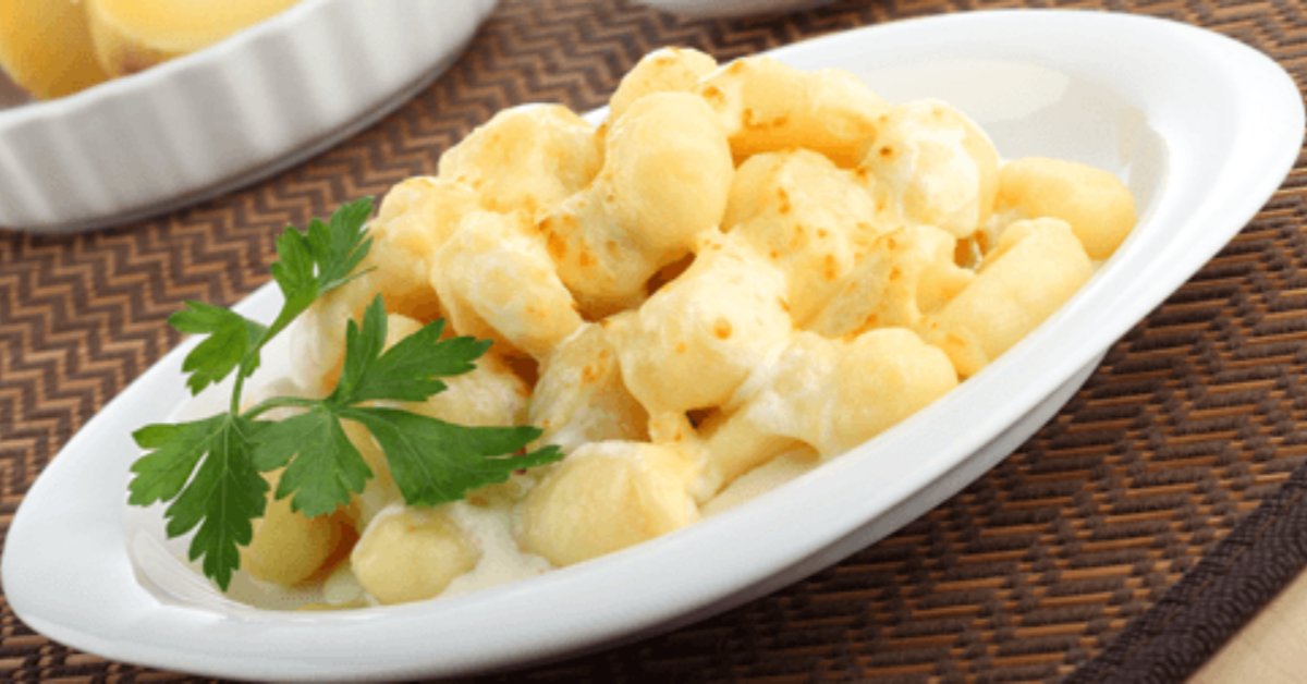 Potato Gnocchi by MEDIA CREMA, topped with melted Chihuahua cheese and creamy NESTLÉ® Media Crema sauce.