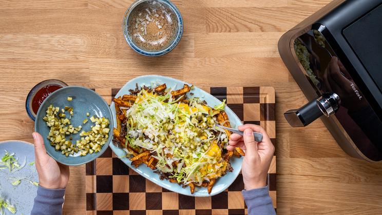 Cheeseburger Loaded Fries im Airfryer