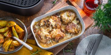 Gratinierte Schweinemedaillons im Airfryer