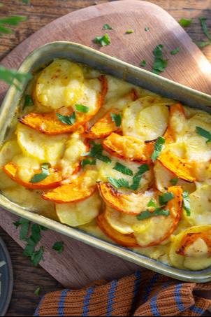 Kürbis-Kartoffel Gratin im Airfryer