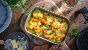 Kürbis-Kartoffel Gratin im Airfryer