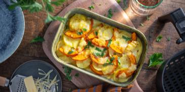 Kürbis-Kartoffel Gratin im Airfryer