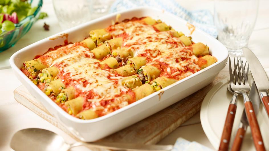 Cannelloni mit Steckrüben-Hack-Füllung