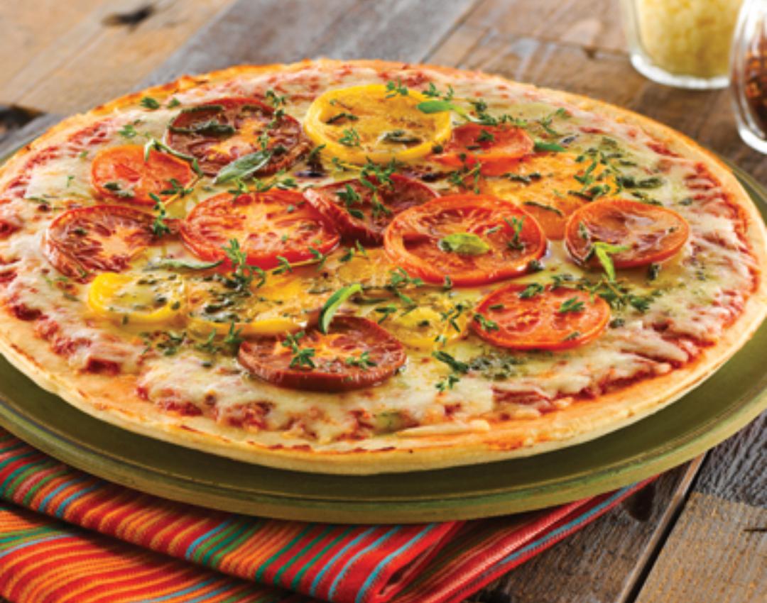 Fresh Heirloom Tomato Pizza with Fresh Basil - Rhubarb and Cod