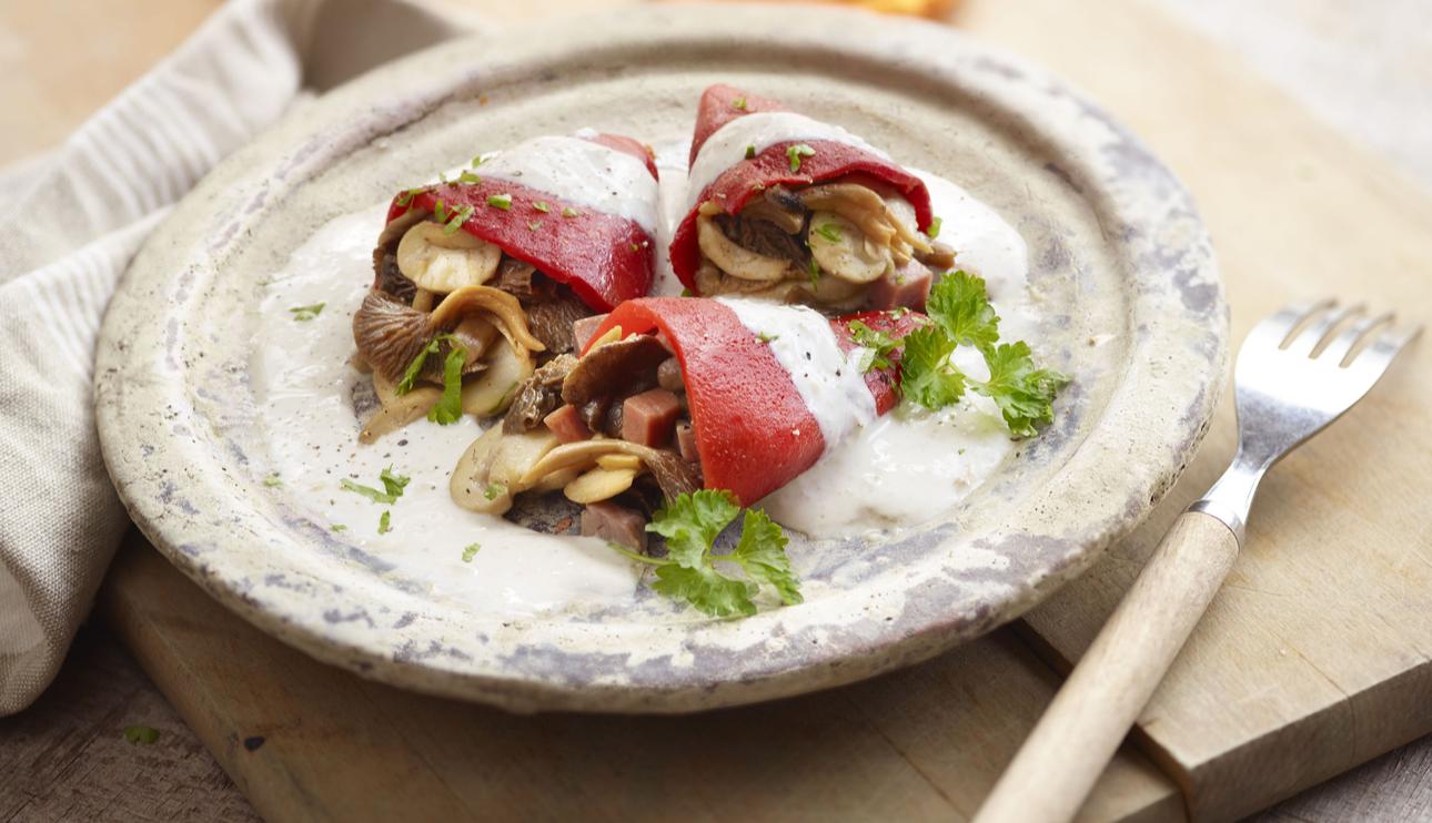 Pimientos rellenos de setas