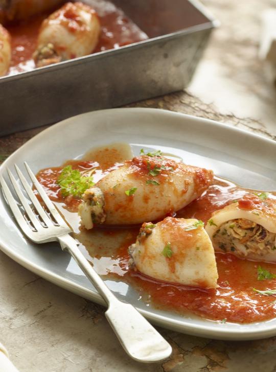 Calamares rellenos de mejillones