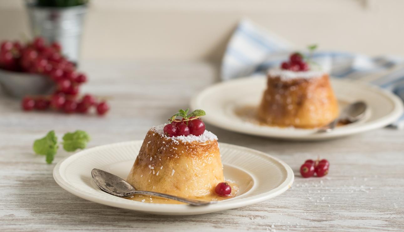 Flan de manzana y coco