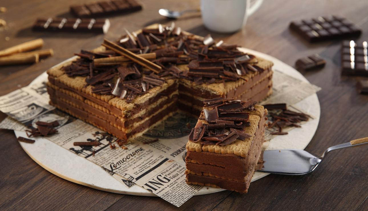 Tarta de galletas y chocolate especiado