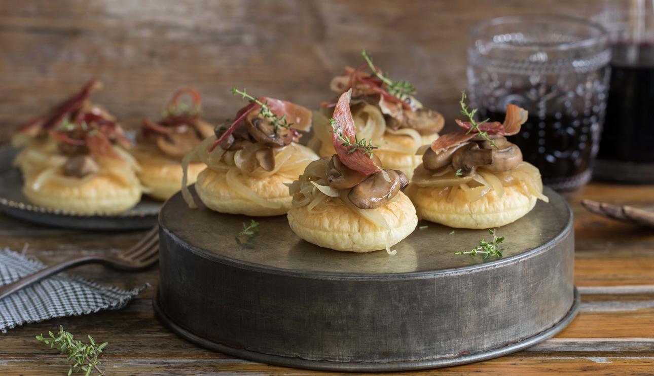 Bocaditos de jamón y setas