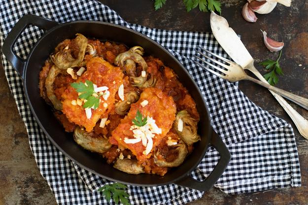 Bacalao con tomate y azafrán