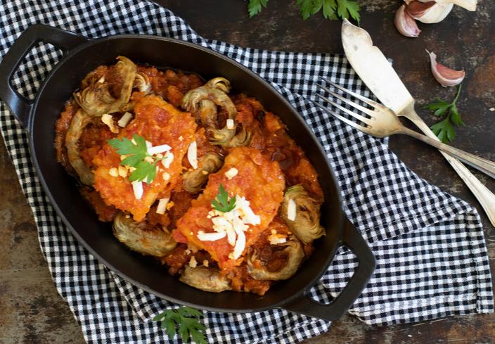 Bacalao con tomate y azafrán