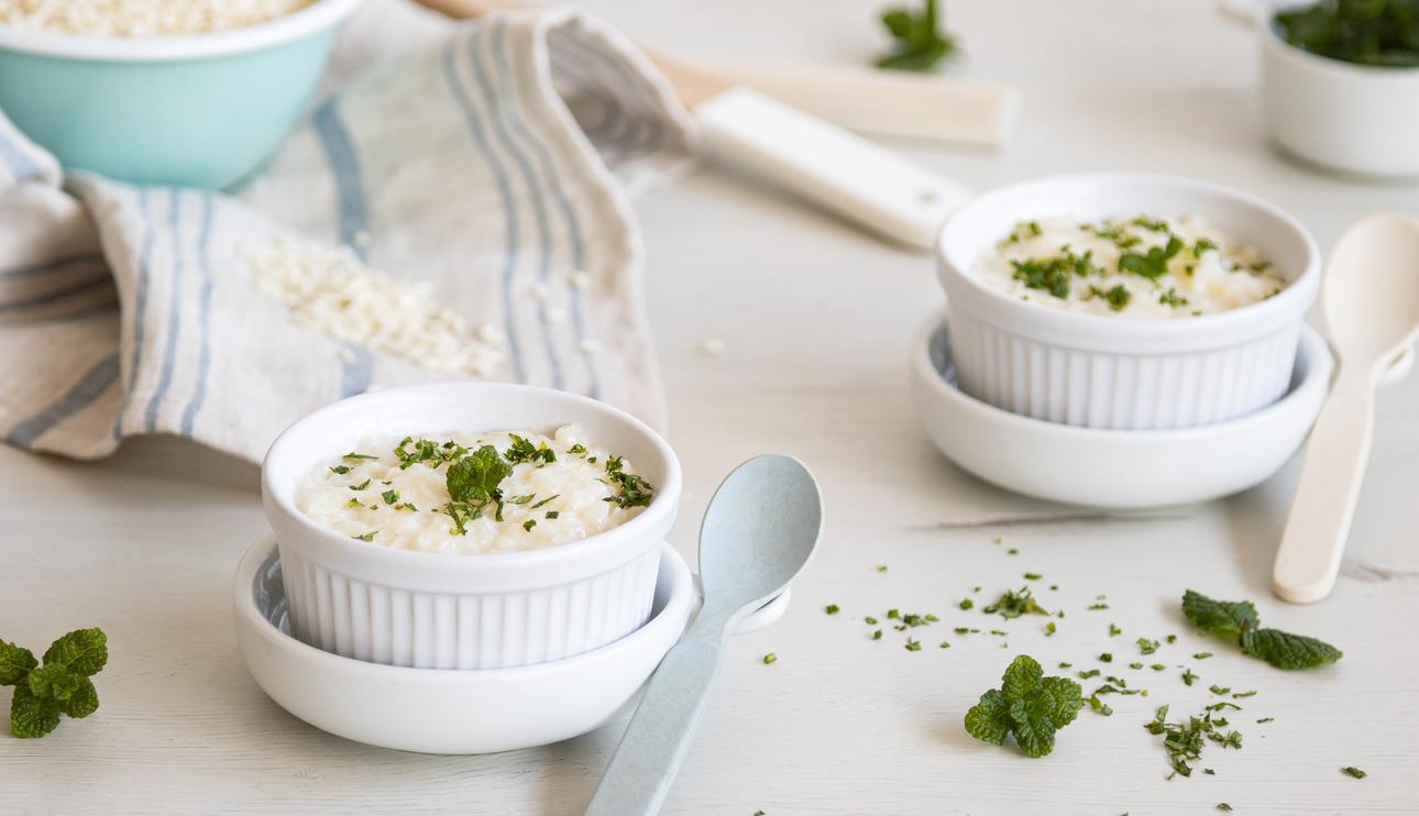 Arroz con leche a la menta
