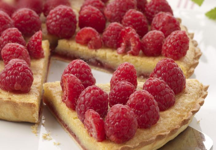 Tarta de almendras y frambuesa