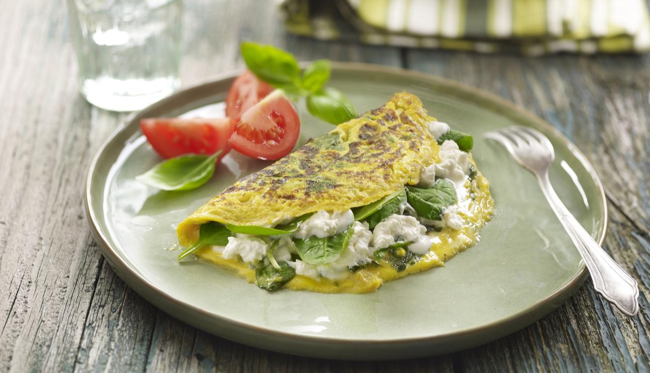 Omelette de Espinacas y Queso Cottage