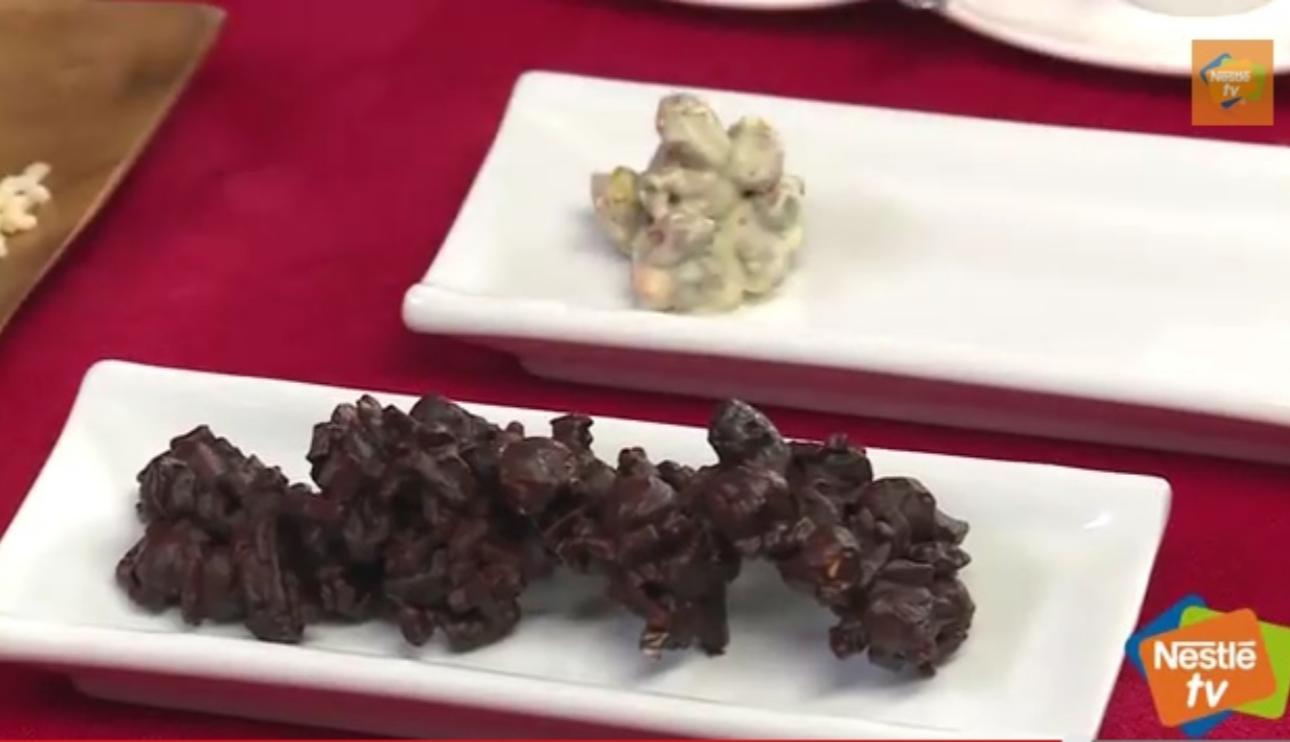 Rocas de chocolate y frutos secos