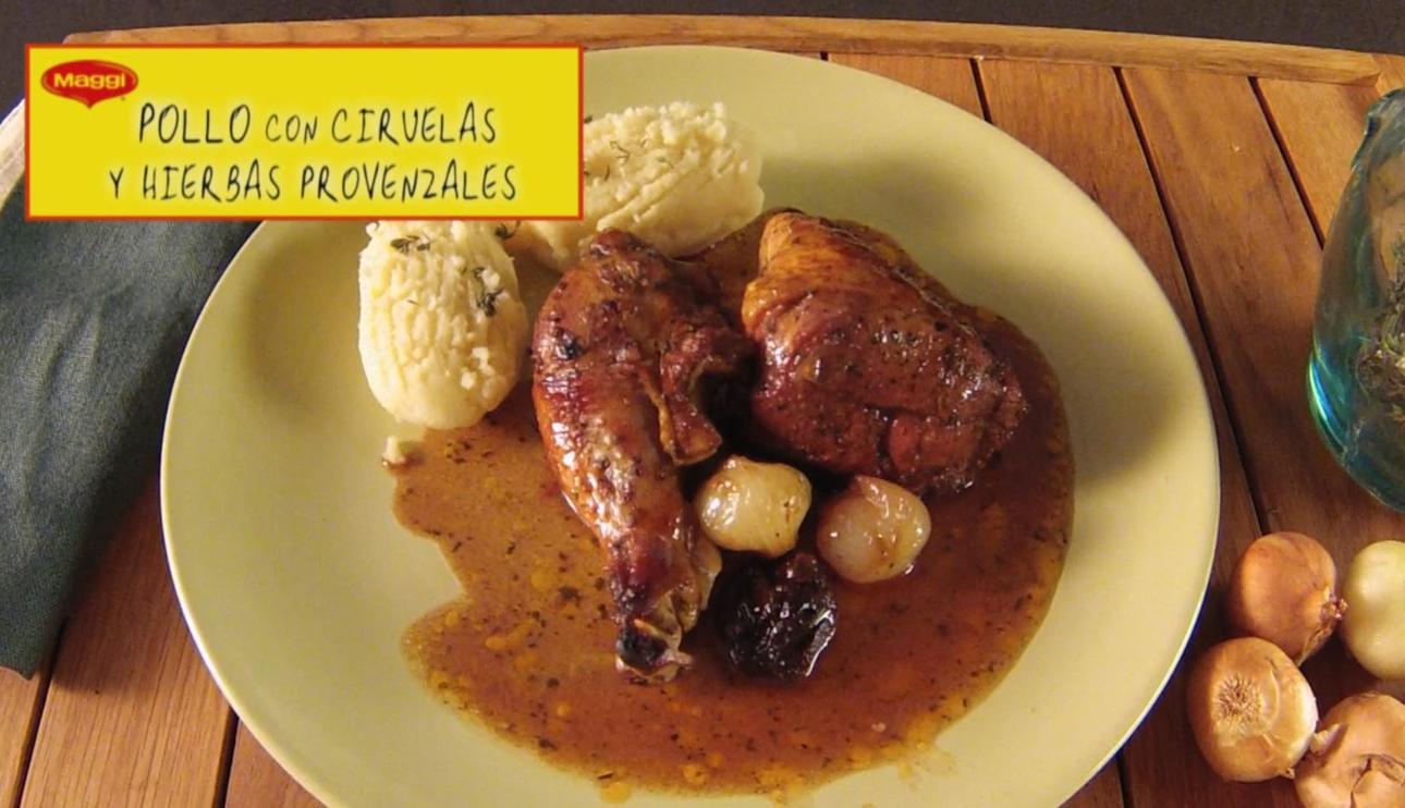 Pollo con ciruelas y hierbas provenzales