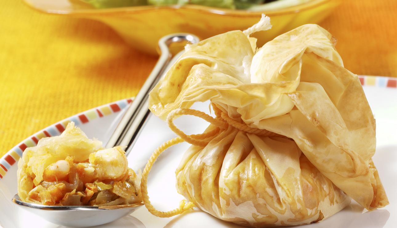 Hatillos de gambas con verduras