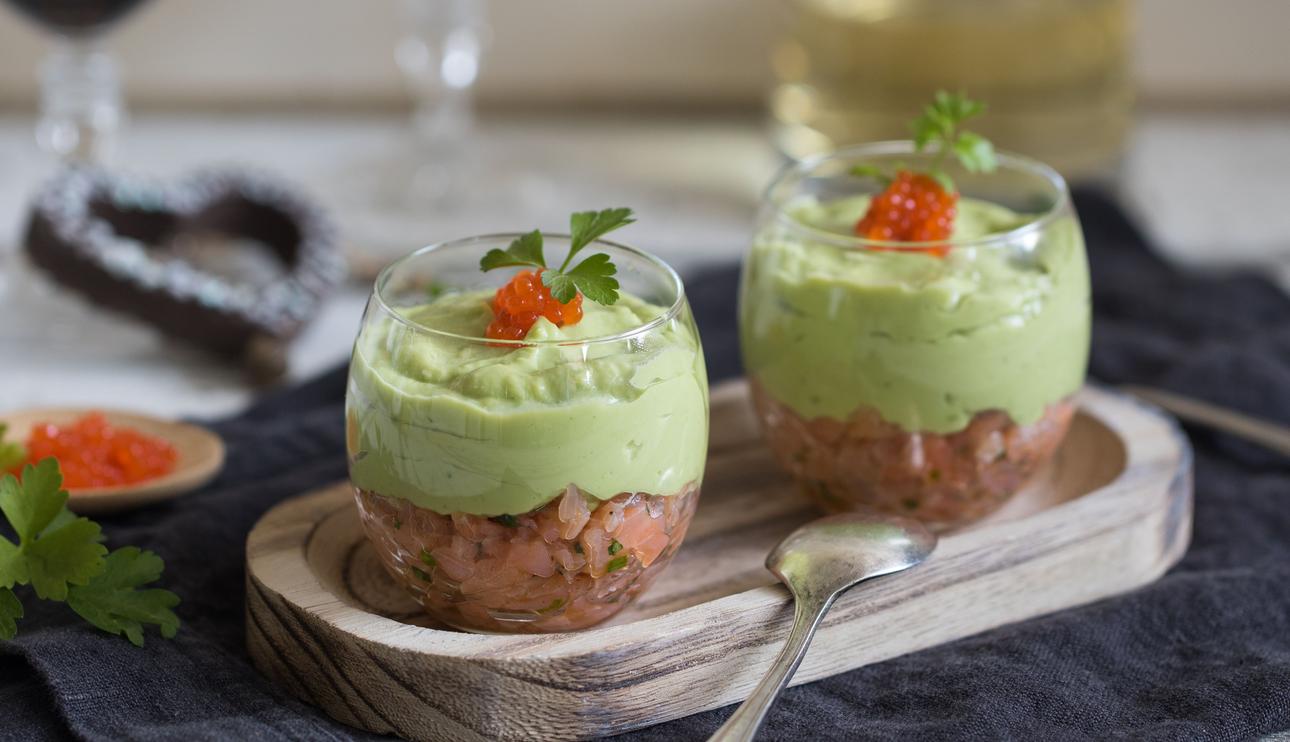 Espuma de aguacate y salmón