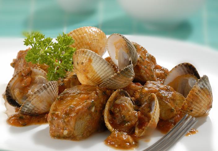 Filete de cerdo con berberechos