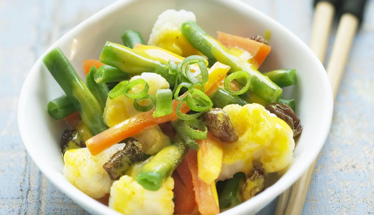 Verduras con azafrán y curry