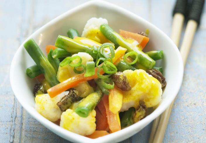 Verduras con azafrán y curry