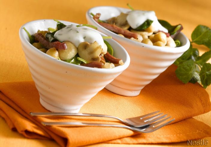 Ensalada de garbanzos con setas