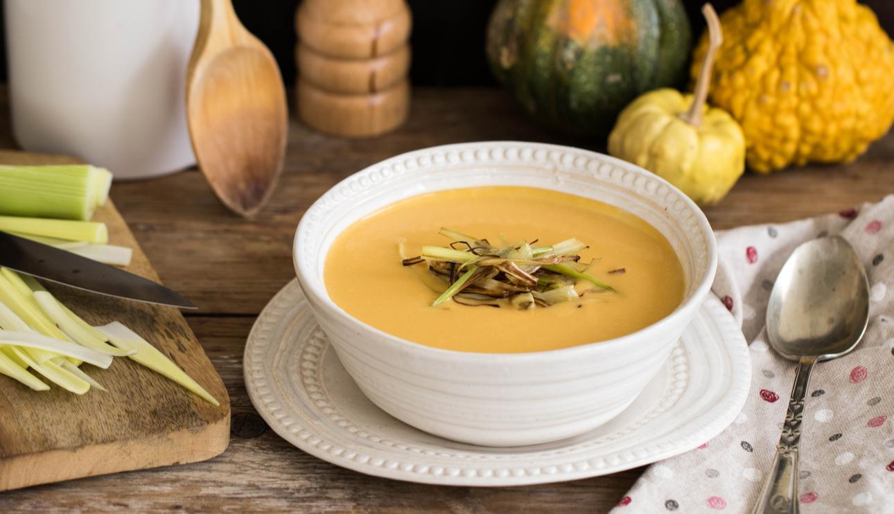 Crema de calabaza y puerros