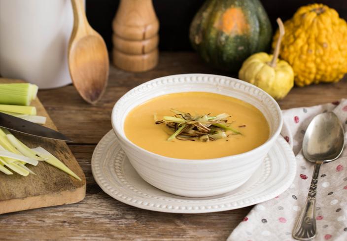 Crema de calabaza y puerros