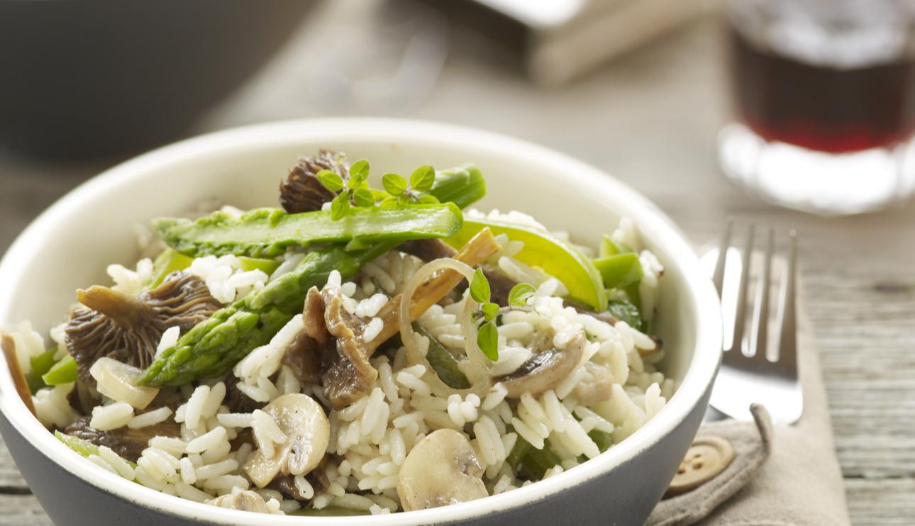 Arroz con verduras y setas al parmesano